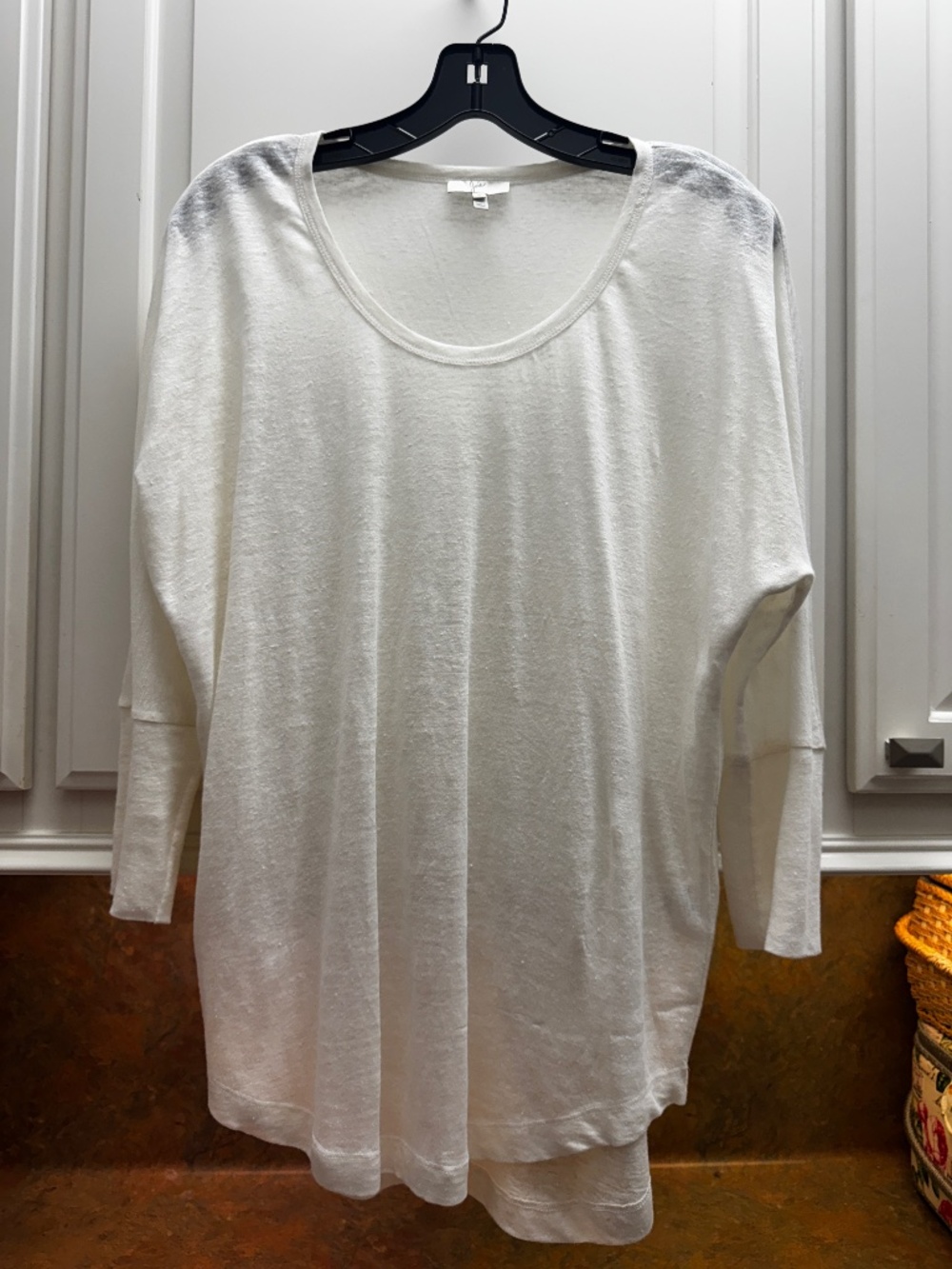 White Linen Quarter Sleeve Top